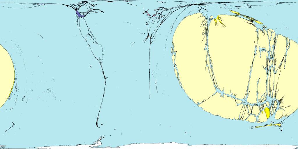 World map warped by those who speak Indonesian