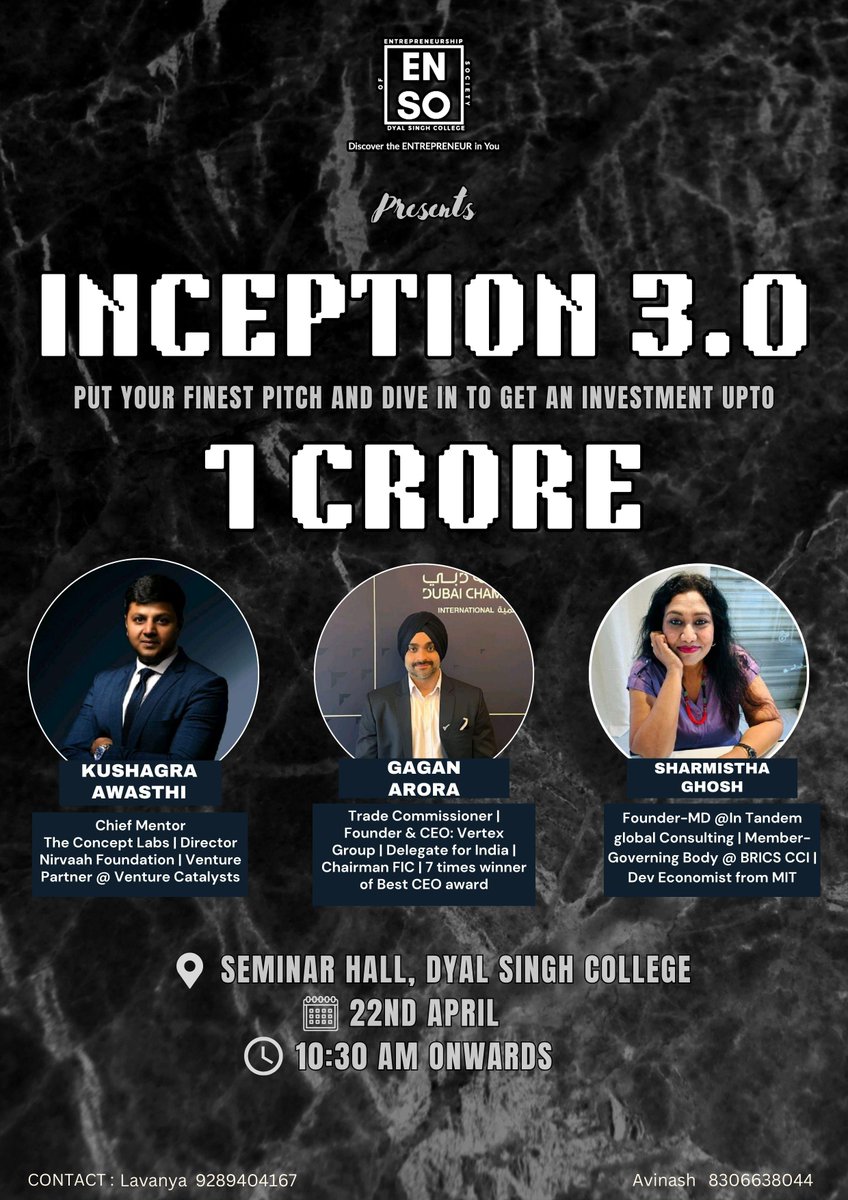 Swim with the sharks! Join our MD, @shormishtha12, and other entrepreneurs at Inception 3.0 tomorrow at Dyal Singh College for a fintastic showdown! #Inception3.0