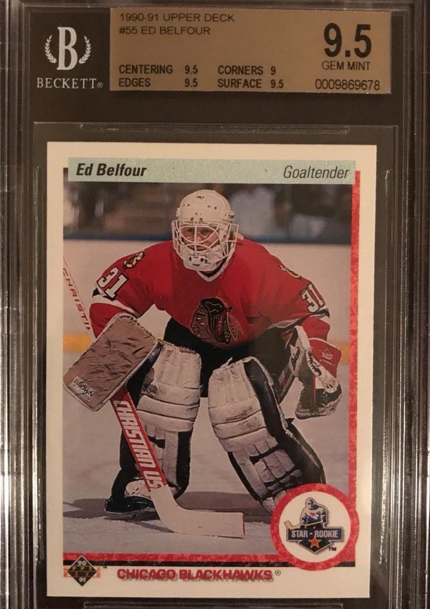 atc2448's tweet photo. @JunkWaxHeroes Pulled this as a kid back in 1991. Graded it a few years back. #EdBelfour #UpperDeck Rookie https://t.co/4BR4eKzx3K