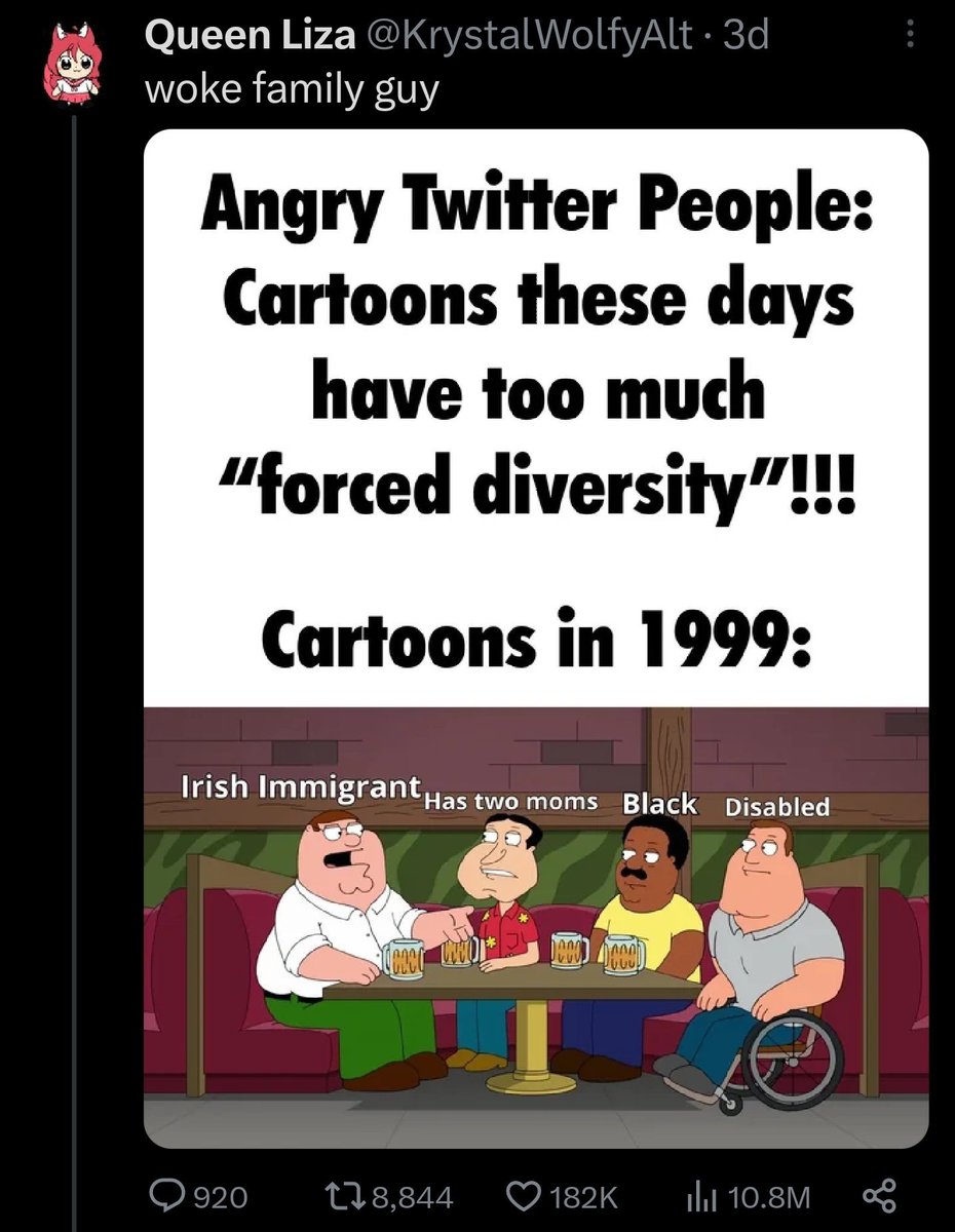 Family guy has the most diversity to make fun of the most people as possible
