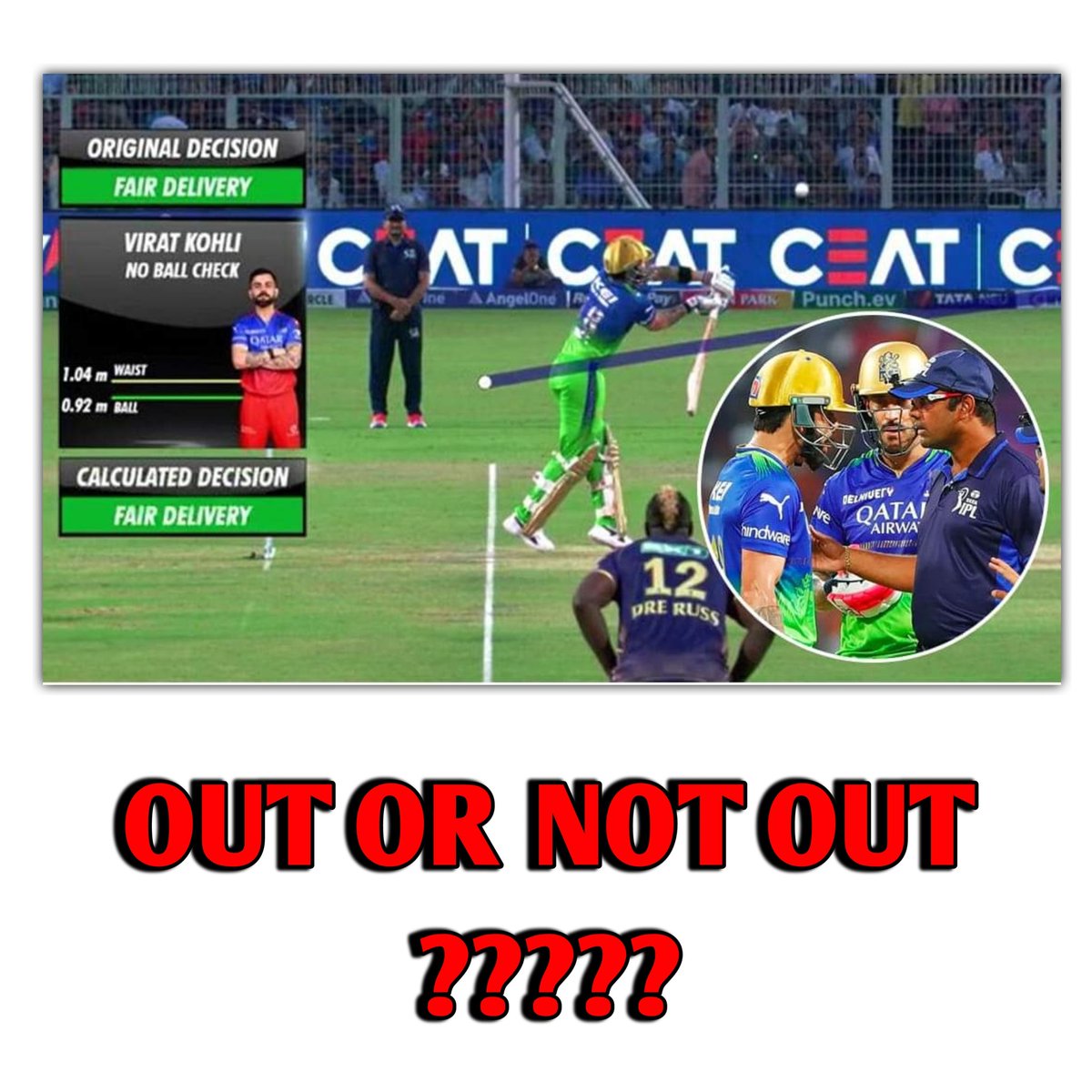 LipunNanda2's tweet photo. ଇଟା ନୋ ବଲ୍ ପରେ 😄😄😄
Batsman crease ru bahare ache fir bhi ball waist hight ru upre nae na..au No Ball White line Jen ache henu Count kara hesi #RCBvsKKR #KKRvRCB #fairball #noball #umpaireipl https://t.co/tsaNpYcHj7