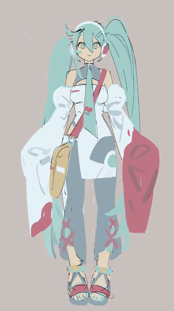 hatsune miku 1girl solo long hair looking at viewer simple background dress hair between eyes  illustration images