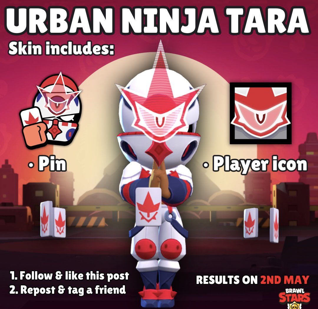 Shadoski17's tweet photo. 3X URBAN NINJA TARA GIVEAWAY 🎁

To enter:
1. Follow me &amp; like this post ❤️
2. Repost &amp; tag a friend 🫂

Results on 2nd May ⏳

Good luck everyone! 🍀

#UrbanNinjaTaraGiveaway #BrawlStars https://t.co/npLvociO5a