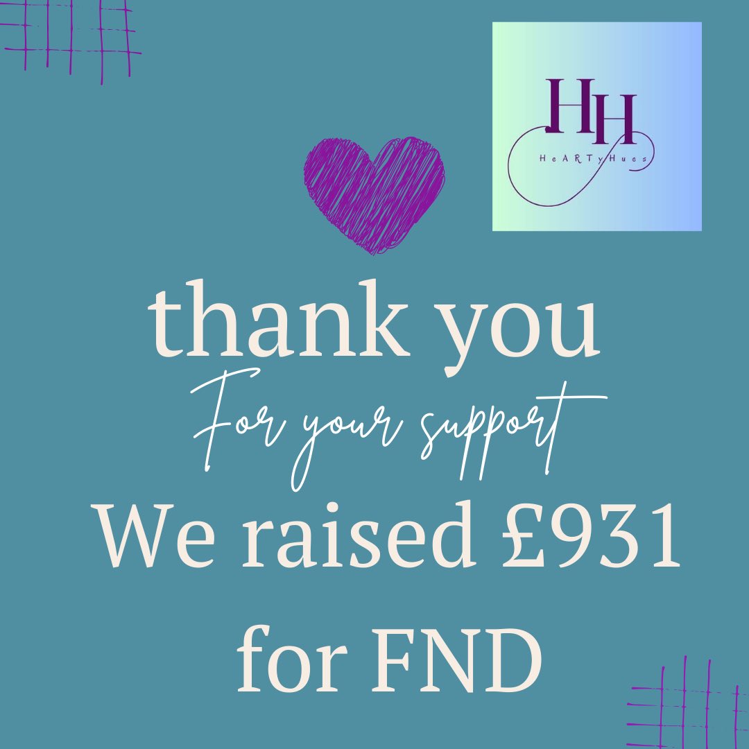 I’m absolutely thrilled that with tickets sales, art sales and donations we raised a phenomenal amount for @FNDHopeUK Not only that but more people are now aware of the condition and can pass it on. From the bottom of my heart, thank you sincerely. x #fndaware