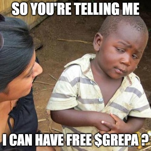 GREPAcoin's tweet photo. Last chance to win another 2 millions $GREPA before the launch! 🪂

We are launching the $GREPA #MemeContest!! 🐸

Comment your Meme Below!!!

We'll choose the 5 most liked memes. 👍

End of the contest in 24 H!! ⏰

To create your memes with ease: https://t.co/xwCqbfEuKq https://t.co/C5sL96XDUG