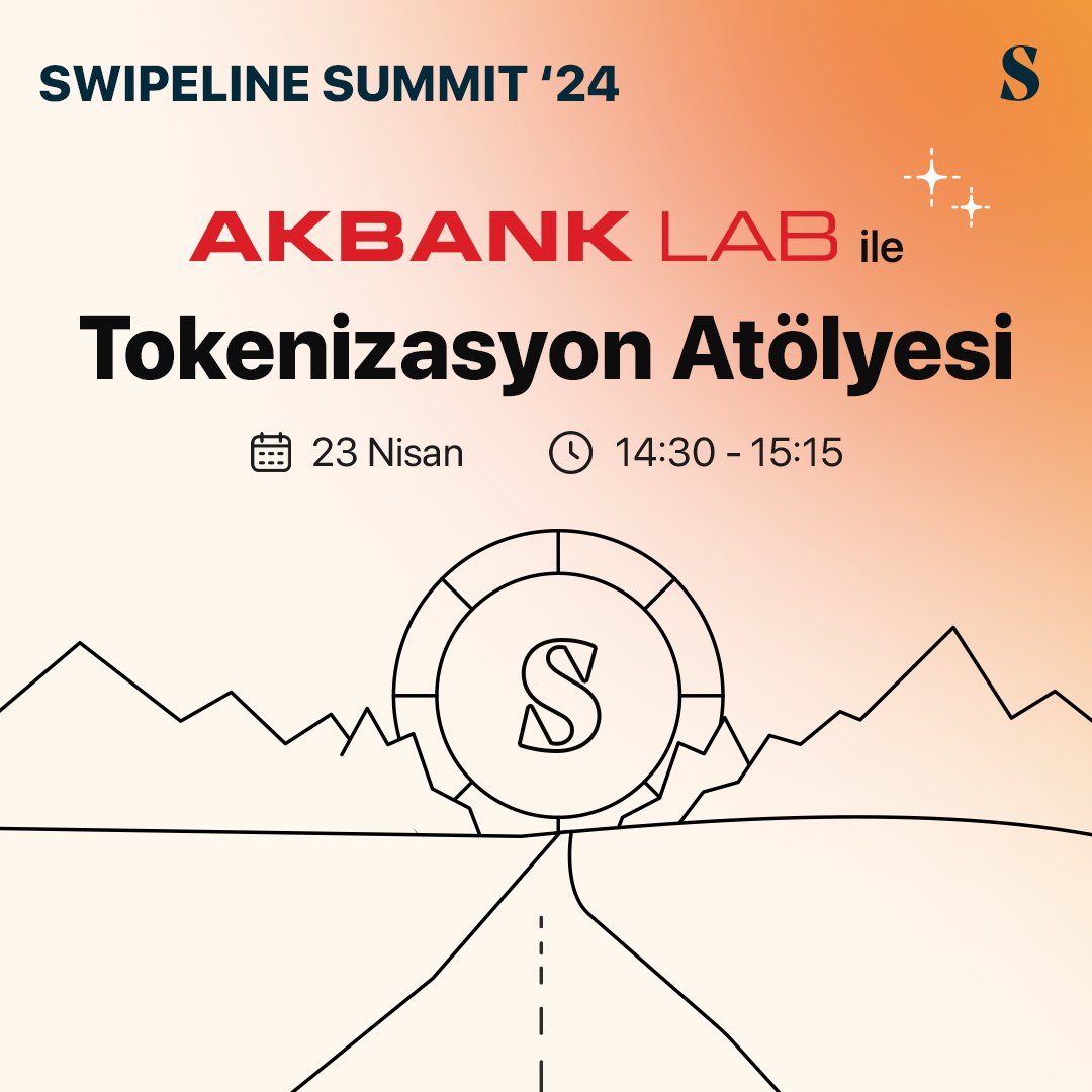 Etkinliğimizin ikinci gününde Akbank LAB ile tokenizasyon atölyesi gerçekleştirecek. Birbirinden keyifli panel ve keynote konuşmalarının arasında atölyeyi kaçırma! 👀❤️‍🔥 👉 bit.ly/swipeline_summ…