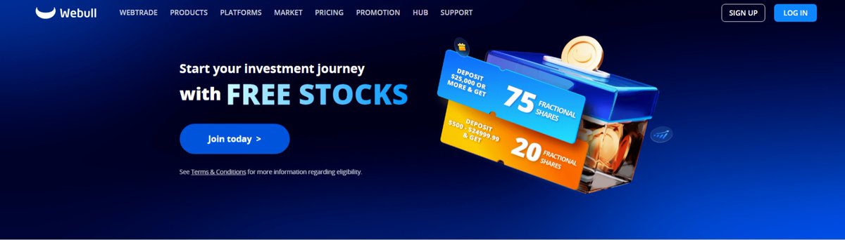 Webull - Get Up To 75 FREE Stock Shares.

Create an account now and deposit funds to get free stock shares.  

Click here:  

act.webull.com/on/yGzFrxzqivQ…

#free #stock #shares #stocktrading #stockinvesting #optionstrading #dividends #webull #stockbroker #nasdaq #nyse #finviz