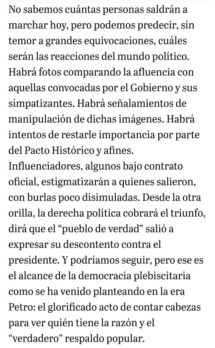 jkrincon's tweet photo. El editorial de El Espectador de hoy está como hastiado del país político. https://t.co/JpIEbVz5xT