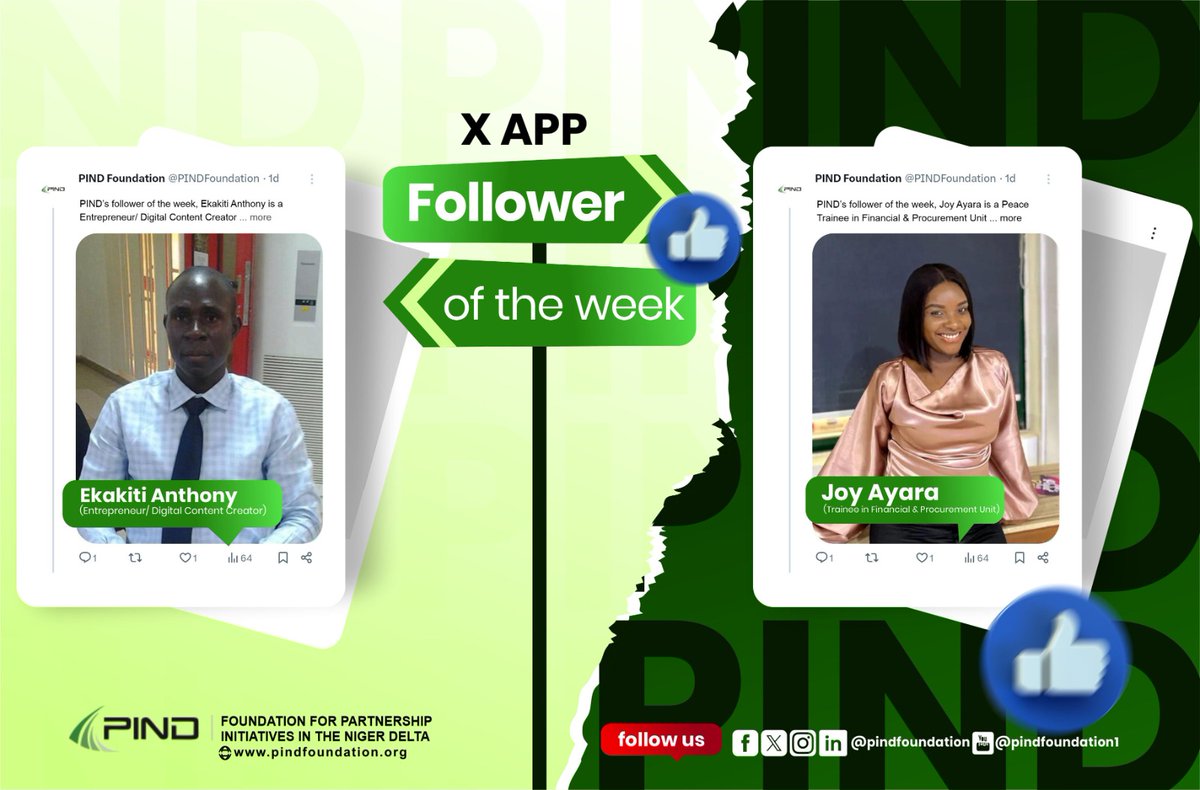 PINDFoundation's tweet photo. Shout out to our amazing social media stars of the week

#SocialMediaStars #PINDCommunity #pindfoundation #nigerdelta https://t.co/IG6G0vKzbz
