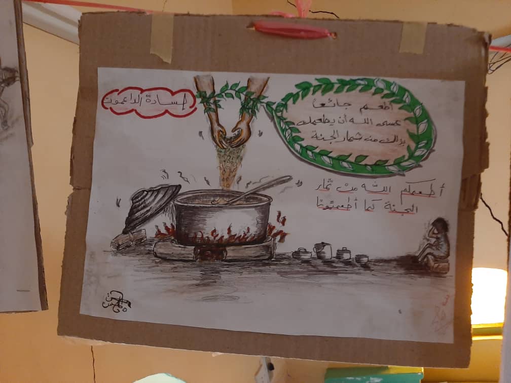 WakeepAr's tweet photo. جانب من معرض رسومات الأطفال ضمن فعالية اليوم الترفيهي للأطفال والذي وثق بالرسم التعبيري احتفاءًا بمجهودات ومساهمات الجنود المجهولين الذين يقدمون خدمات جليلة في السقيا والإطعام وتقديم الخدمات الطبية ومعالجة أعطال الكهرباء مساعدةً للأهالي بمنطقة شمبات الحلة بمدينة الخرطوم بحري

#واكب_مجتمع