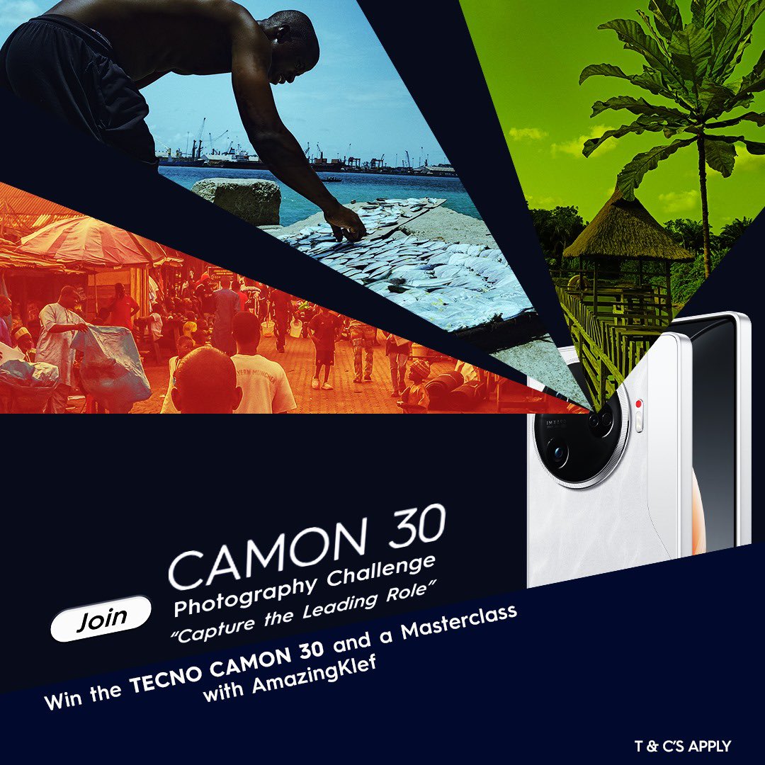 Ready to flaunt your smartphone photography skills? Then participate in the TECNO CAMON 30 Photo Challenge for a chance to win the latest CAMON 30 Capture your most creative shots and share them using #CAMON30Series & #LeadingRole For more details, check @TECNOMobileNG