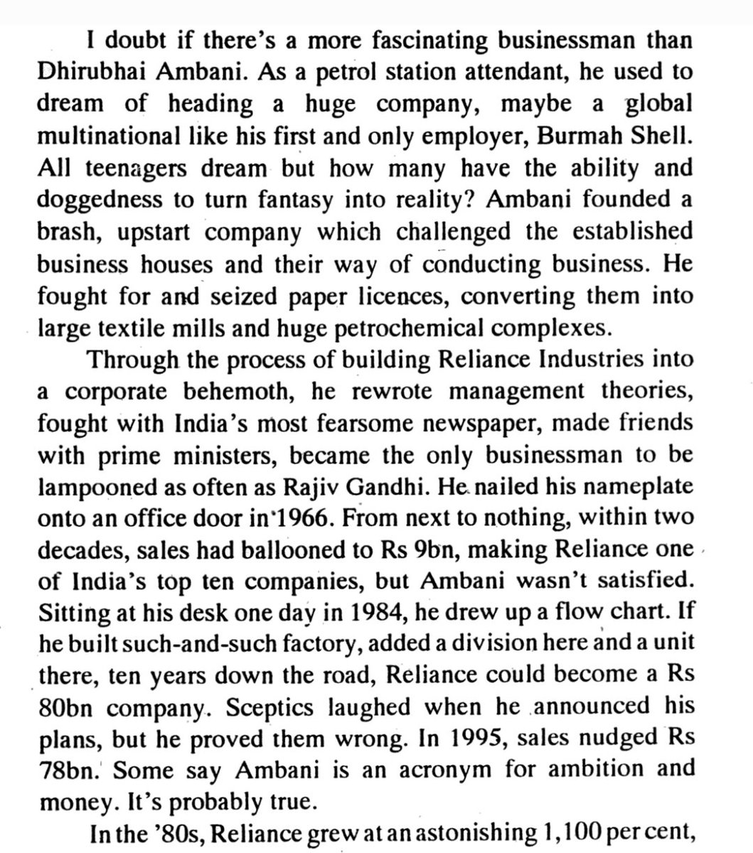 @SheharyarMumtaz A page on Dhirubhai Ambani from the book, Business Maharajas by Gita Piramal.