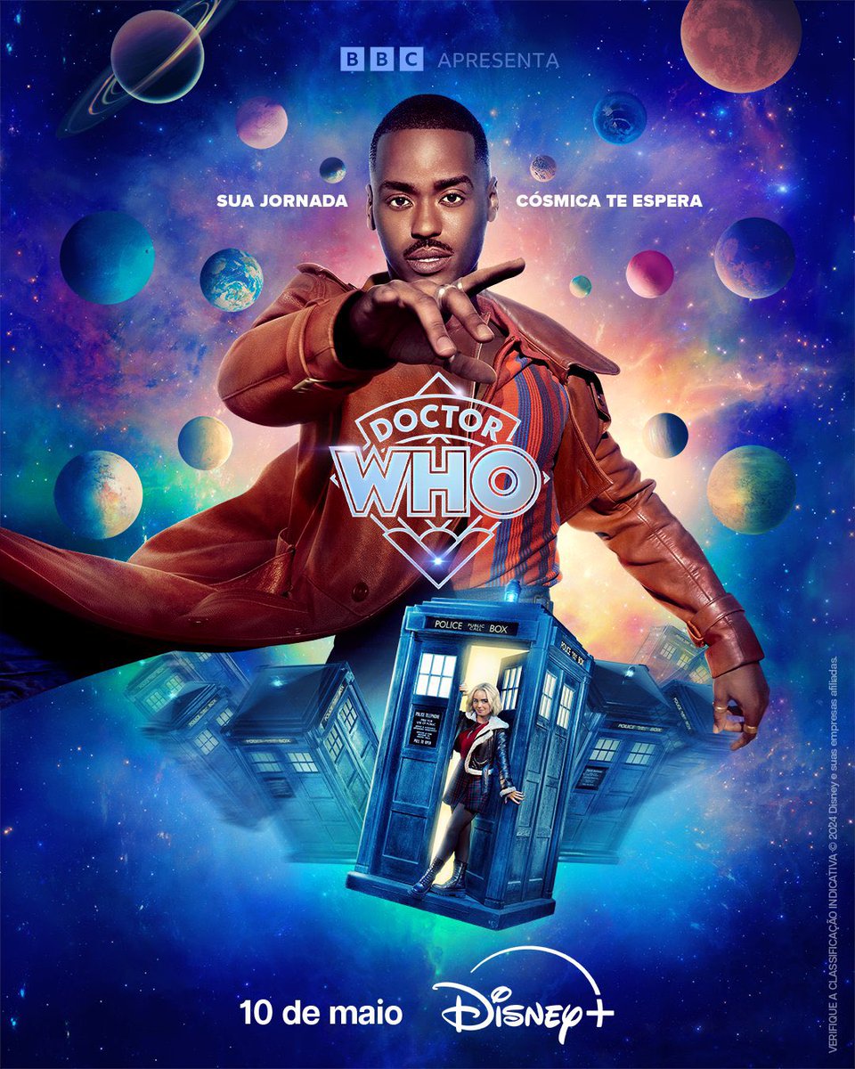 Pôster nacional da nova temporada de ‘Doctor Who’, que estreia dia 10 de maio no Disney+.