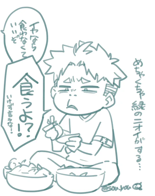✈「まだ指が緑色のニオイする…」
⛴「まずニオイに色はないんだが。何だ緑色って」
✈「緑色は緑色だ。わかるだろうが」
⛴「少しも分からん……」

#空軍さんと海軍さん 