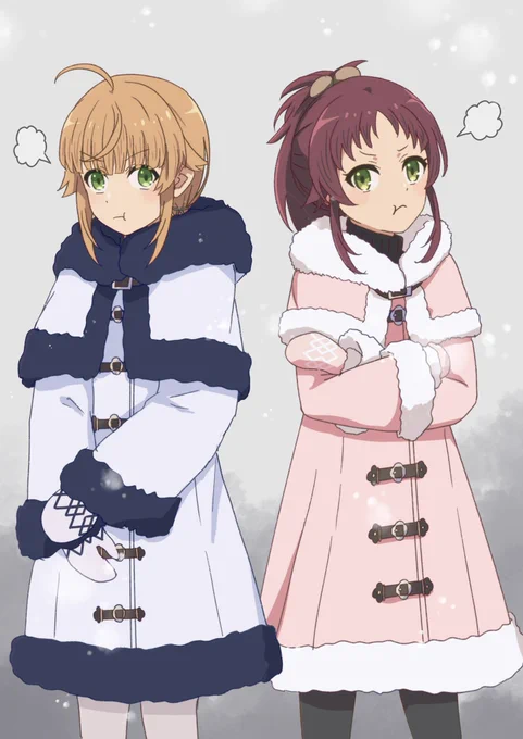 #無職転生 ノルンとアイシャの冬のモフモフの服、やっぱりかわいいな。また今度描こう。 