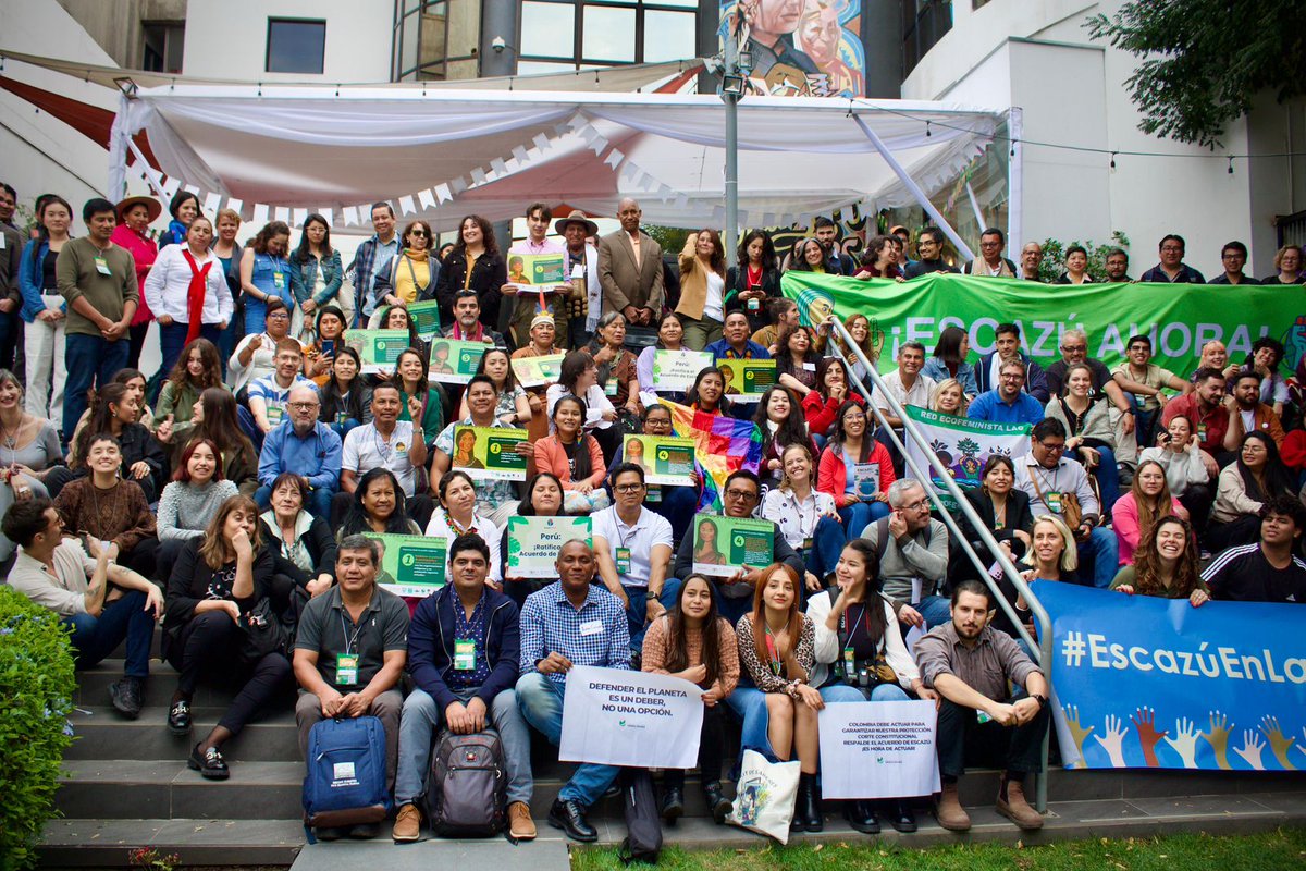 📢Sociedad civil, academia, comunidades, juventudes reunidas en #PreCOPEscazú 🇨🇱 para hacer  llamado a la acción para ser parte de un proceso tan importante como es  garantizar los derechos de acceso y la protección de las personas  defensoras del medio ambiente y los DDHH en ALC