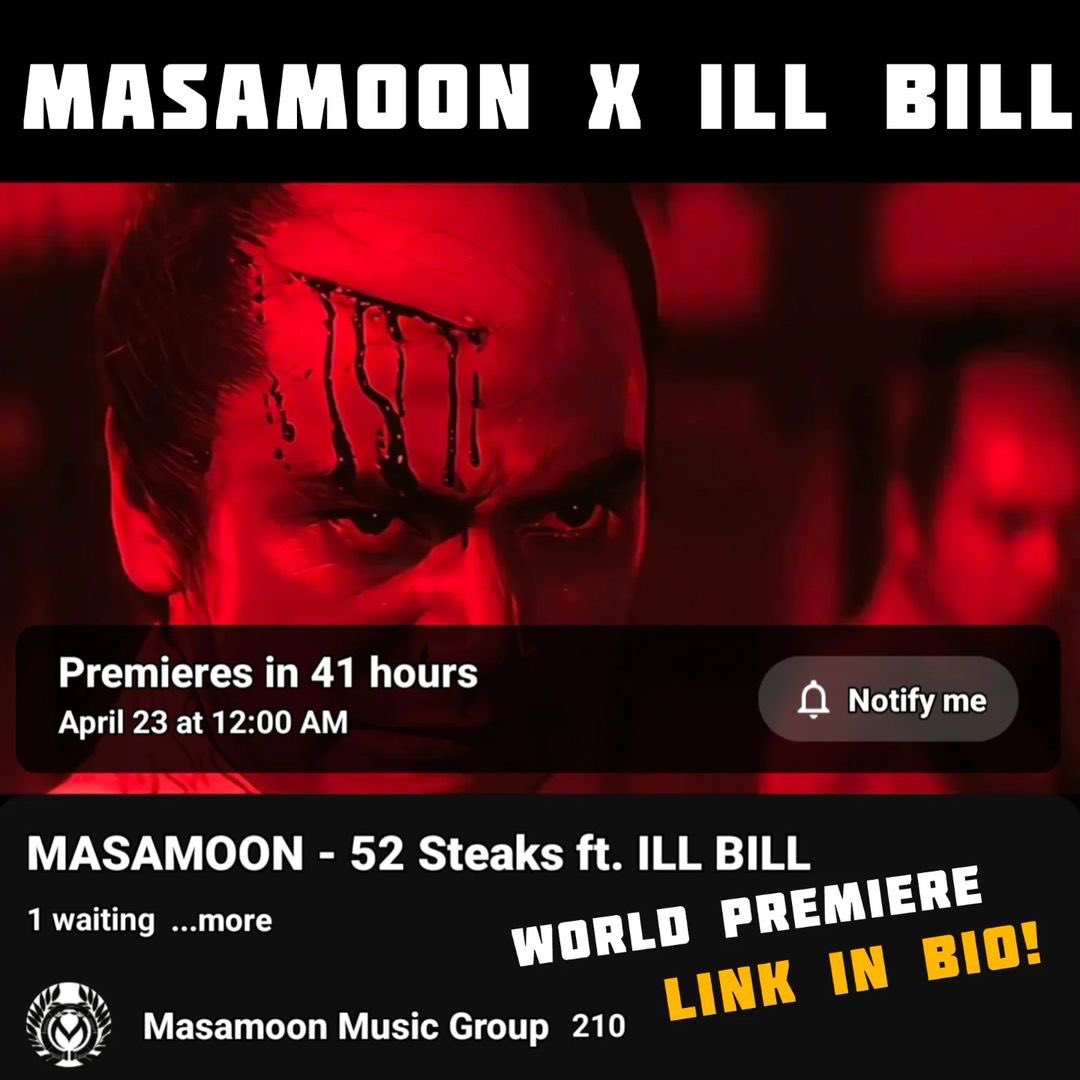 BillyBlass's tweet photo. Salute @masamoonmusic x @illb1ll New single on the way 52 Steaks! Premieres this Tuesday EVERYWHERE! 
Shout out to the squad
@masamoonmusic
@billynojokes 
@frankie_fadeless
@therealbigleft 
@aztekthebarfly 
Prod by my dude @billyblass https://t.co/BKnemWNR47