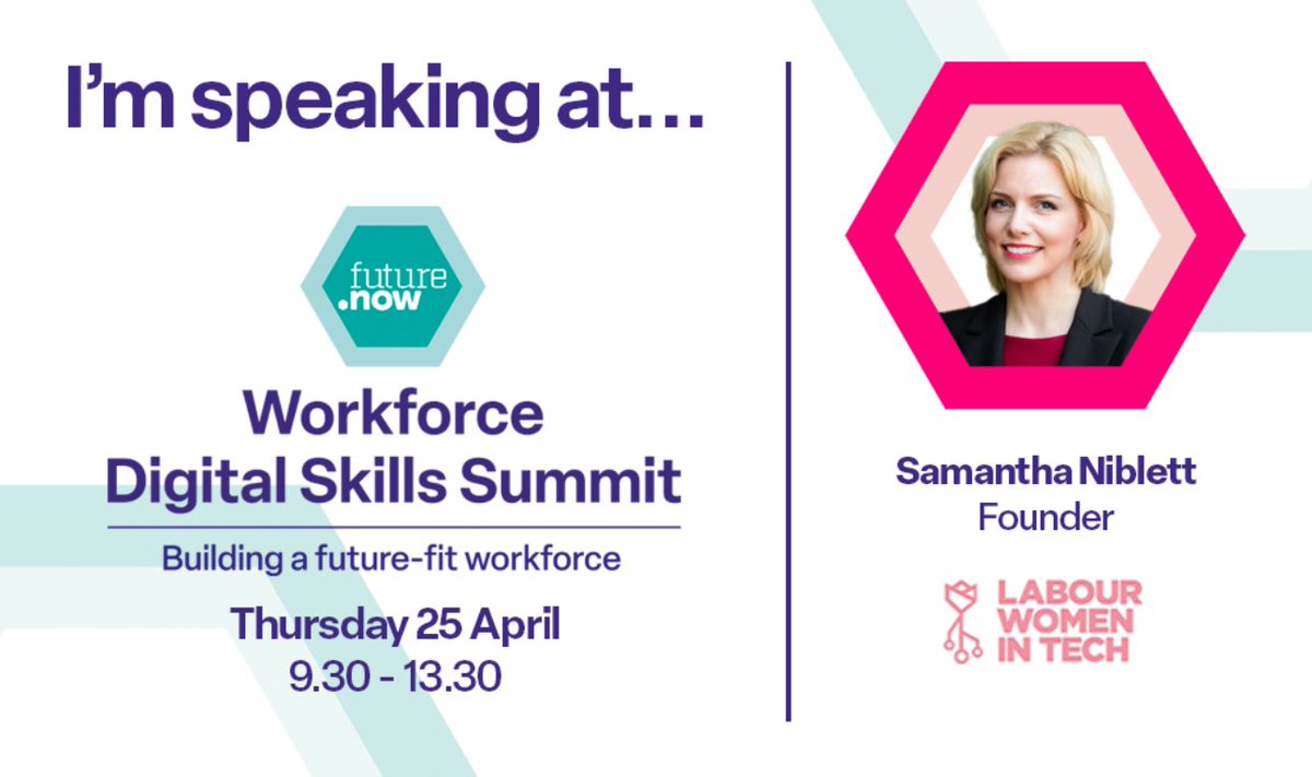 I’m a huge fan of the work of @futuredotnowuk

It’s why I was delighted when they asked me to join a panel at their Workforce Digital Skills Summit this coming Thursday, 25th April.

Will I see you there? 

👉 lnkd.in/efsgg_iS

#WomenInTech #FutureSkills #FutureWorkforce