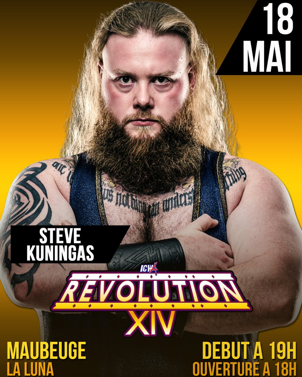 Steve Kuningas sera présent à REVOLUTION 14, le samedi 18 mai à La Luna de MAUBEUGE.
🎟️ Billetterie : placeminute.com/event/sports-d…… A partir de 4€
#followers #hautsdefrance #nord #nordpasdecalais #sambre #valdesambre #avesnois #hainaut #borinage #maubeuge #catchfr #catch #ICWA