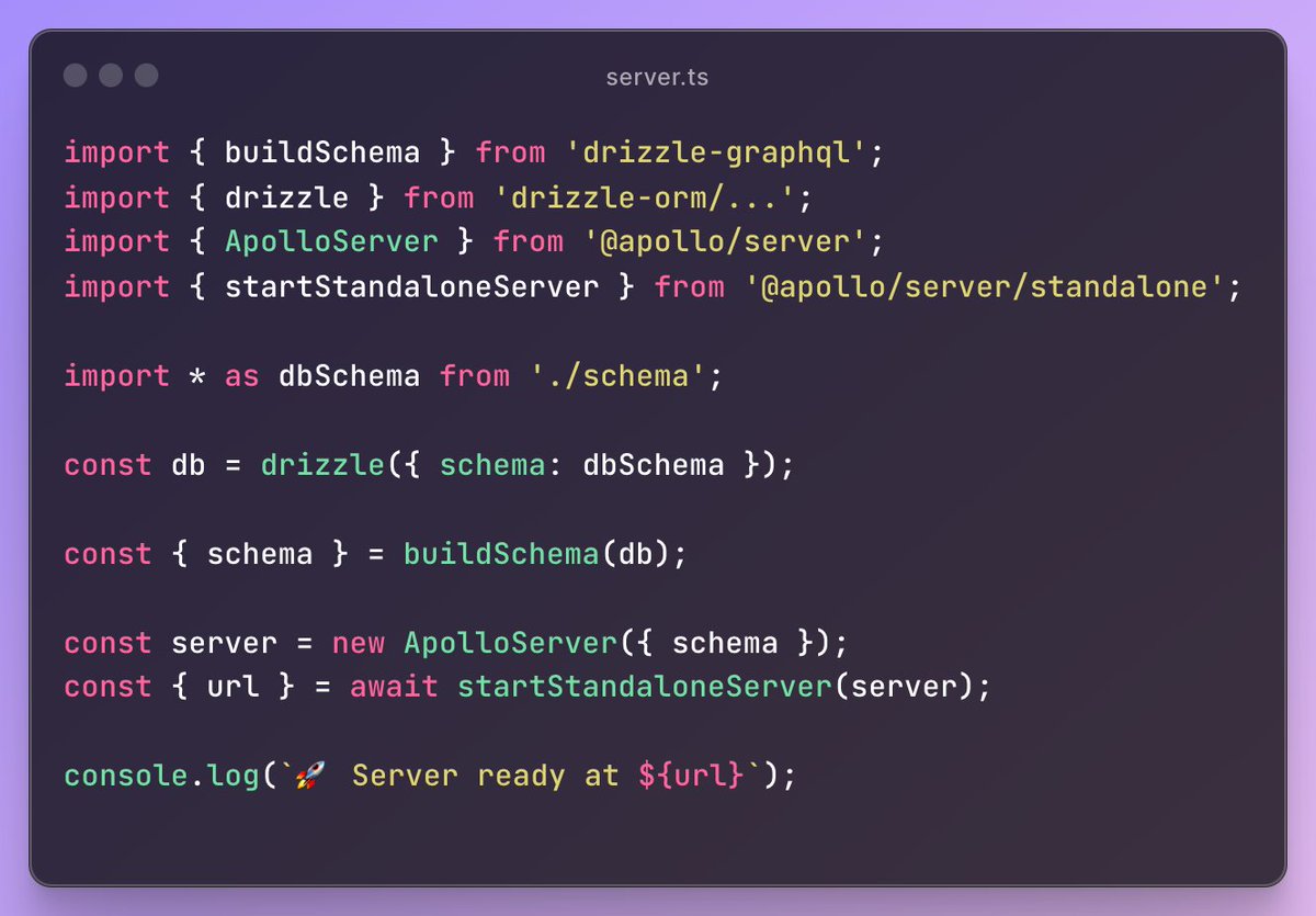 Drizzle to GraphQL 🎉 You can now convert Drizzle Schema to GraphQL schema with just one line of code and yes, it's fully customisable! Go give it a try - driz.link/graphql 🚀
