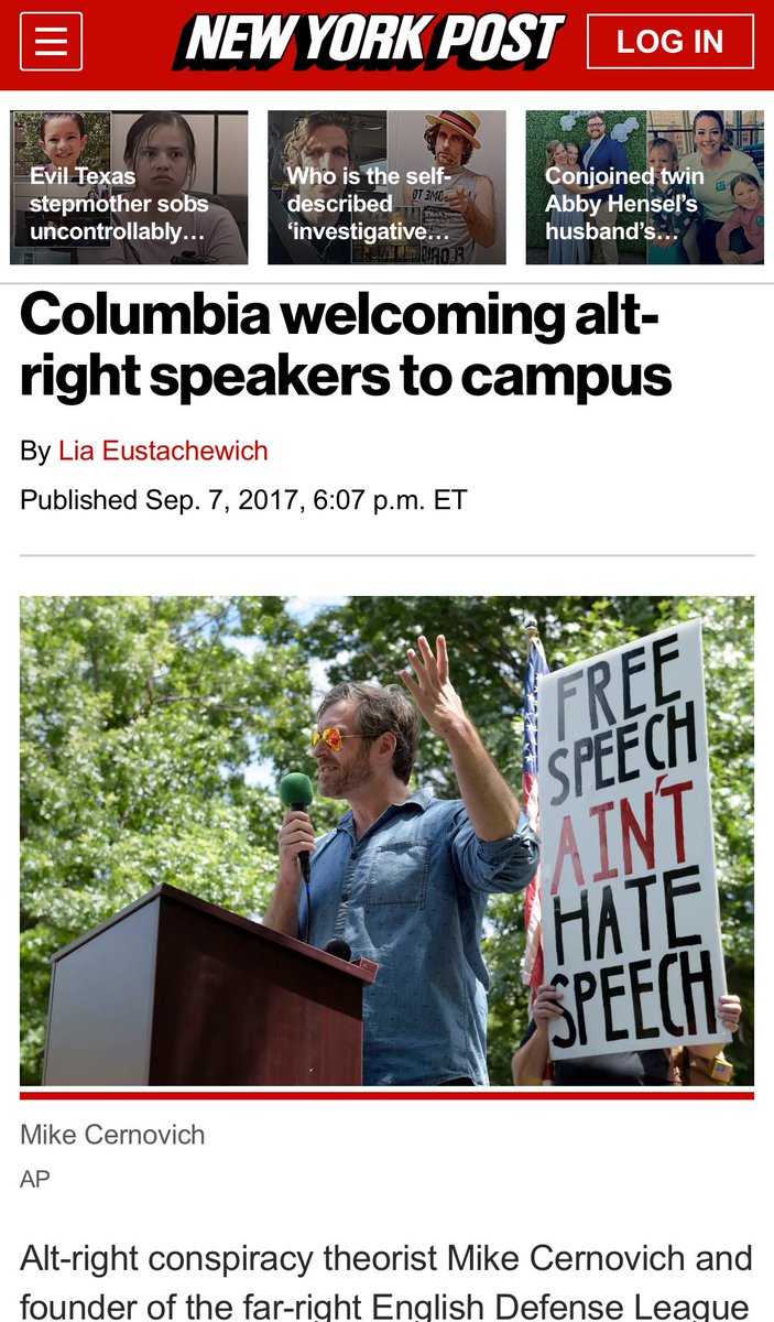 Columbia today: We arrested 100s of peaceful pro-Palestine protestors. This has nothing to do with free speech! Columbia yesterday: We welcome violent pro-Nazi & anti-Muslim speakers. Free speech is sacred on our campus! Funny how that works.🤔