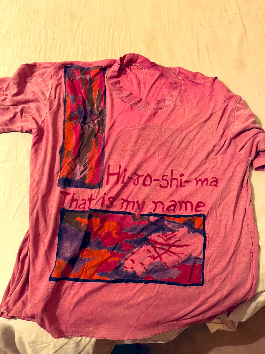 #BlastFromThePast A T-shirt I painted when I was a student at #JadavpurUniversity comparative literature . A fan of french film maker Alain Resnais. A film that moved me deeply as a student of cinema. Poignant film about love in forbidden spaces … where history is an iron wall