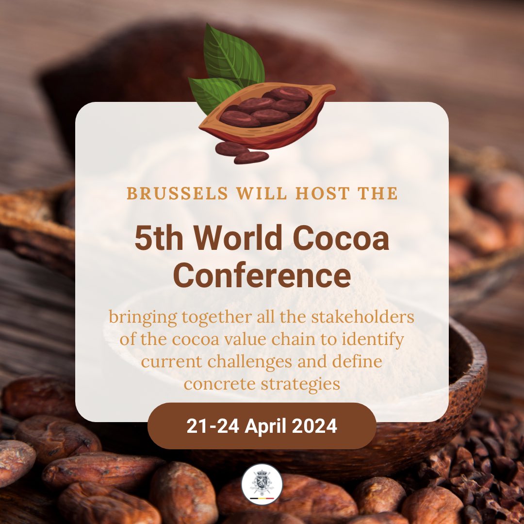 From April 21-24, Brussels is hosting the 5th World Cocoa Conference, convening cocoa industry stakeholders worldwide. 🍫 The challenges the sector faces, such as poverty, child labor, deforestation and limited market access will be discussed. [1/2] #WCC2024