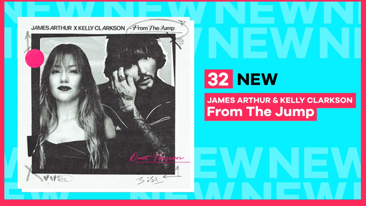 Next up, it's an unexpected collab we're so here for! <a href="/JamesArthur23/">James Arthur</a> &amp; <a href="/kellyclarkson/">Kelly Clarkson</a> are in at Number 32 with 'From The Jump' 💫