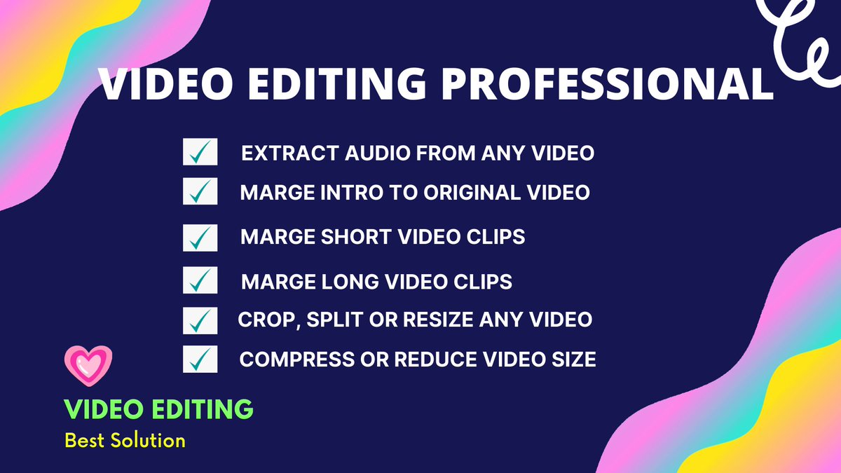 I will edit, split, marge, crop, trim, compress any type of videos #video #videocompress #formatconverting #reduce #compression #editvideo #editing #editvideos #splitvideo #cropvideo #mergevideo  More info: fiverr.com/s/A5yyNP