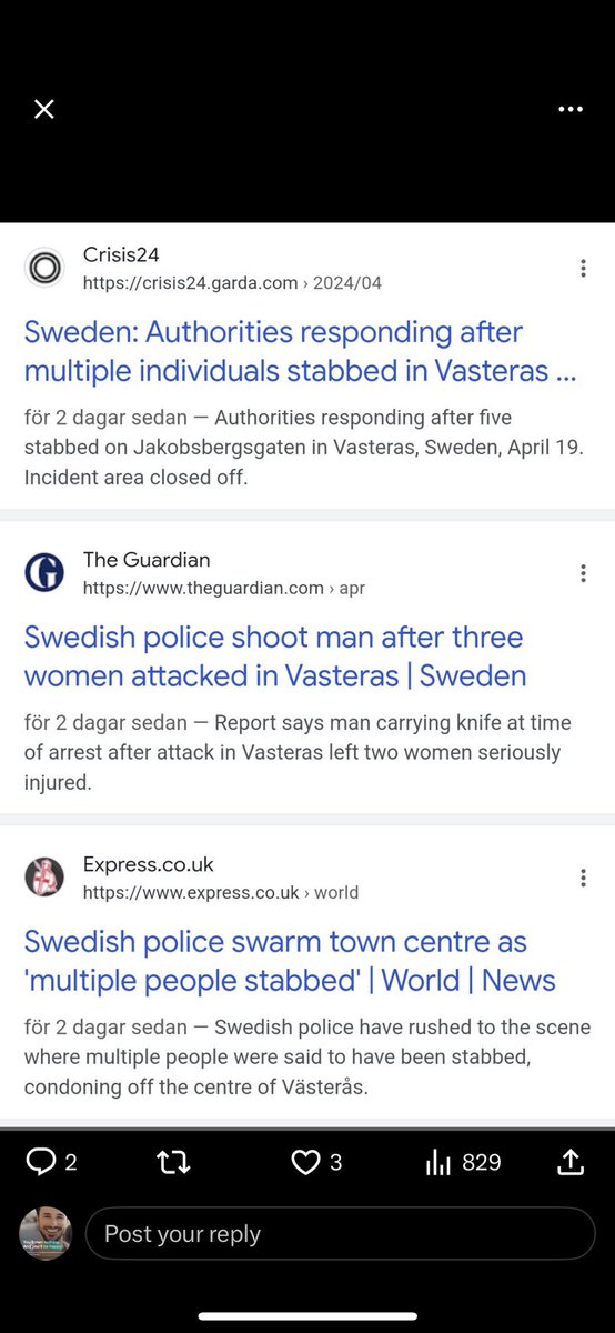 🚨🇸🇪 Sweden is Broken Today police shot a man dead in Vasteros after stabbing 3 innocent women. Swedish Police are now advising Swedish Women not to go out after Sunset as they can no longer protect them. This is all the result of disastrous yet deliberate unchecked migration