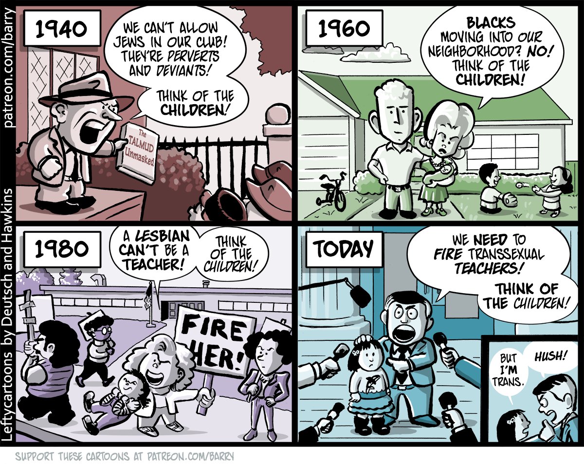 Think of the CHILDREN! A #PoliCartoon by me and @hawkins_becky .