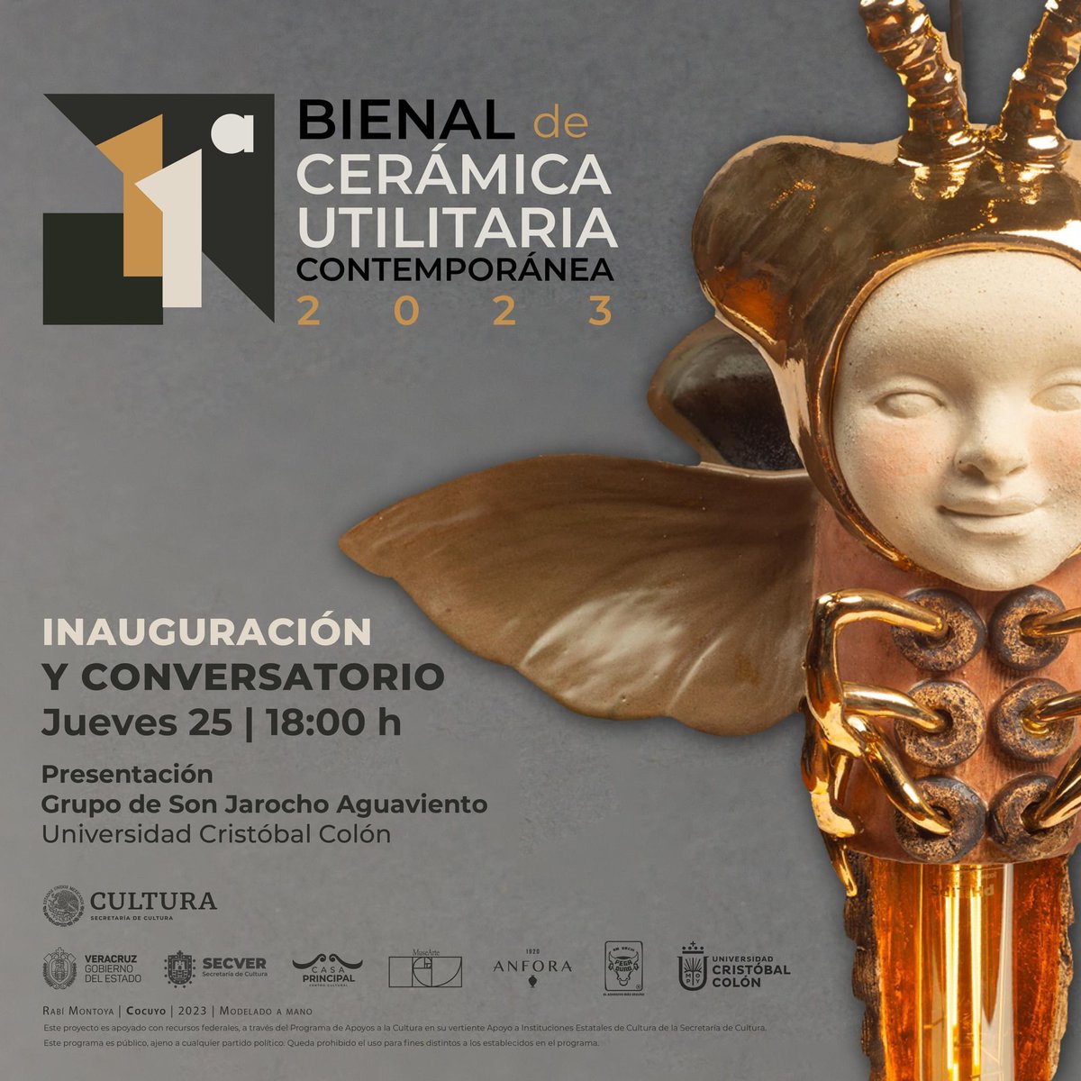 Secretaría de Cultura de Veracruz (@secveroficial) on Twitter photo La cerámica es una expresión artística que ha perdurado hasta nuestros días gracias al talento y la creatividad de las y los ceramistas contemporáneos.
Conoce las piezas seleccionadas de la undécima edición de la Bienal, el jueves 25 a las 18:00 horas, en la <a href="/CasaPSECVER/">Casa Principal SECVER</a>. La cerámica es una expresión artística que ha perdurado hasta nuestros días gracias al talento y la creatividad de las y los ceramistas contemporáneos.
Conoce las piezas seleccionadas de la undécima edición de la Bienal, el jueves 25 a las 18:00 horas, en la <a href="/CasaPSECVER/">Casa Principal SECVER</a>.