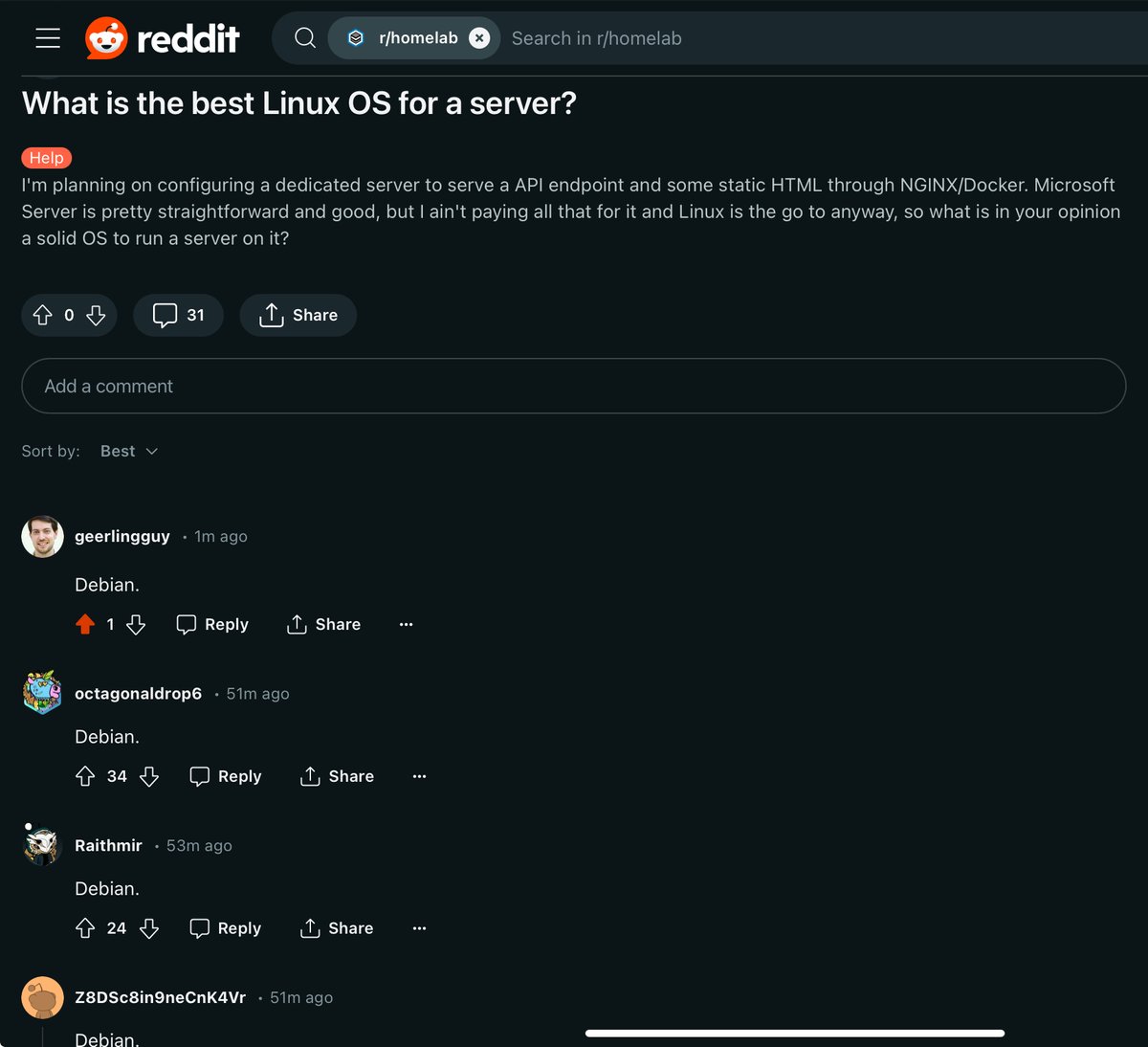 A few years ago, I would've said CentOS or Debian. Now, the answer is much easier #linux #homelab