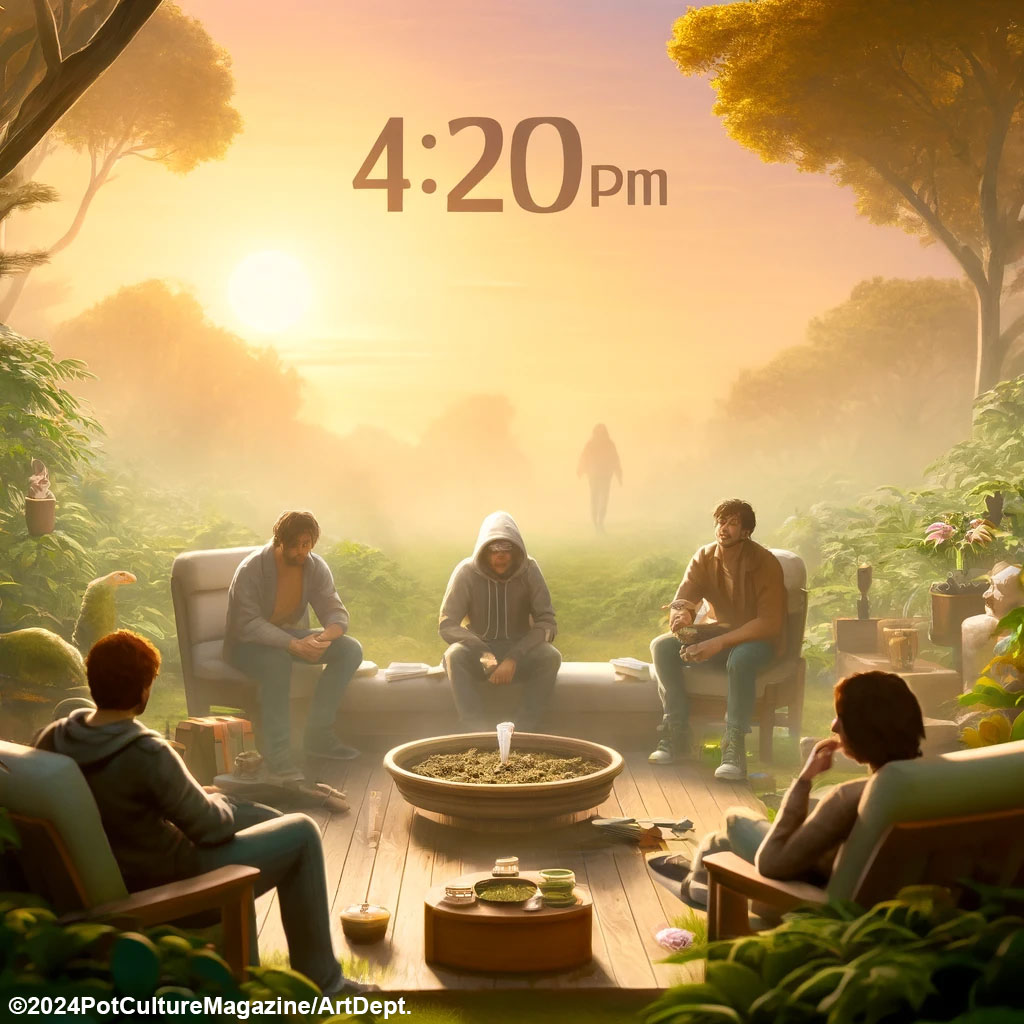 #Happy420! 🌿🕓 As we reach the afternoon peak, take a moment to savor the calm. Let every puff clear the mind and uplift the spirit. Here's to enjoying life's simple pleasures with great company. Stay elevated! 🚀 #PotCultureMagazine #stonerFam #CannabisCommunity