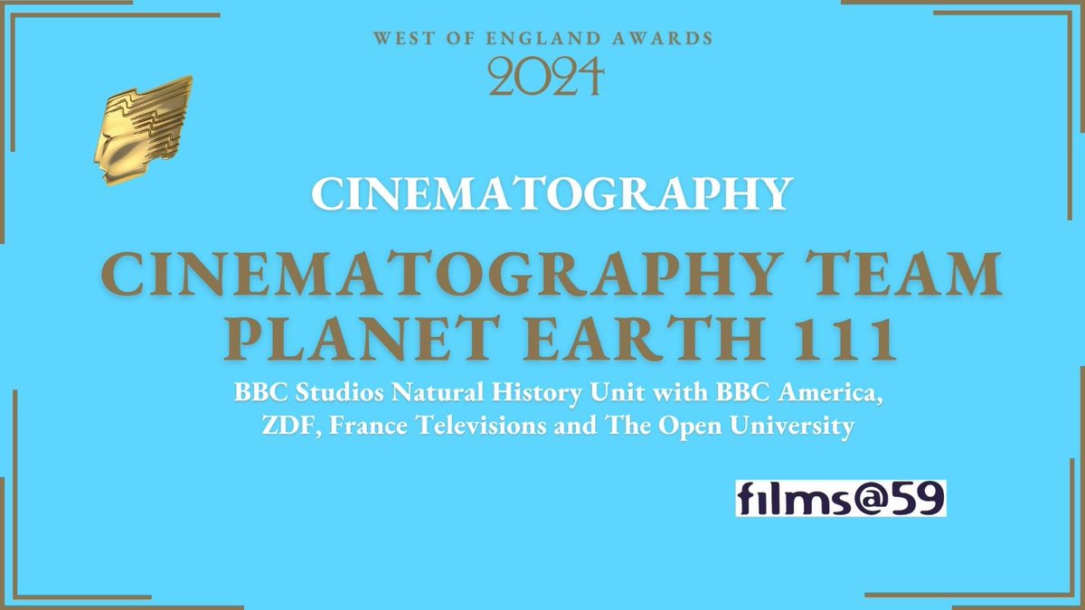 A thank you to Justine Evans, cinematographer along with category sponsor @FilmsAt59, for presenting our Cinematography award. The award goes to the Cinematography Team Planet Earth 111 @BBCStudios.
Congratulations!

#RTSWOE