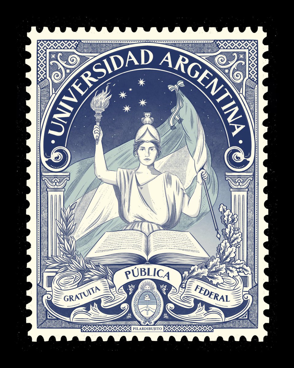 Dibujé este escudo que tiene la humilde intención de nuclear el espíritu de la universidad argentina. Pueden descargarla gratis acá abajo! Nuestra universidad es gratuita, pública, laica y federal. De todos y para todos. Nos vemos el martes en la calle para defenderla. 🤍