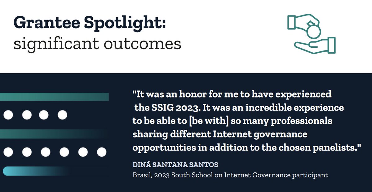 Thanks to @ISOC_Foundation for including in its impact report the comments of Dina Santana Santos, scholarship recipient of the 15th @SSIGLAC in Campina Grande, est. Paraíba, Brazil. Next 16.ª edition Buenos Aires, May 27 - 31. Full report in:isocfoundation.org/wp-content/upl…