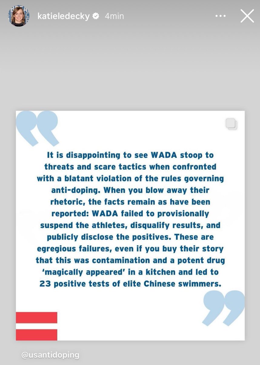 Well done to <a href="/katieledecky/">Katie Ledecky</a> for speaking out.