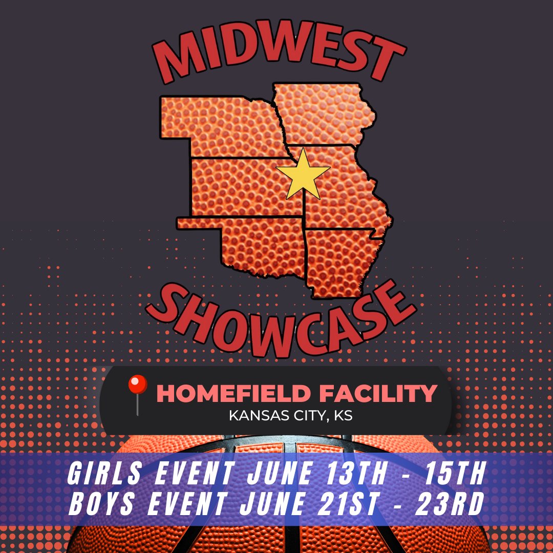 Save the Date for our Midwest Basketball Showcase! 🏀 📍Homefield Facility in Kansas City, KS @homefieldkc @hf_hoopskc Girls Event June 13th - 15th ⛹️‍♀️ Boys Event June 21st - 23rd ⛹️