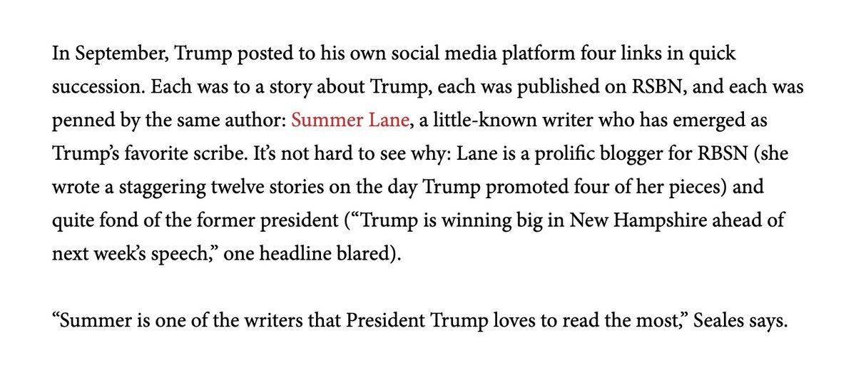 This entire article was published in November about right-wing Right Side Broadcasting Network, without noting that it is paid directly by the Trump campaign. 'Trump loves reading this journalist the most' um yeah bc he pays her salary lol thespectator.com/topic/look-ins…