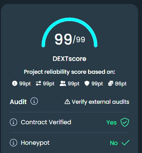 Guys this is a good one 99/99 Dext Score for $buna current cap - 5.5million! Way to make easy 5x 10x t.me/diomedes_troja… #Bitcoin #SolanaMemeCoins #Solana #cryptomarket