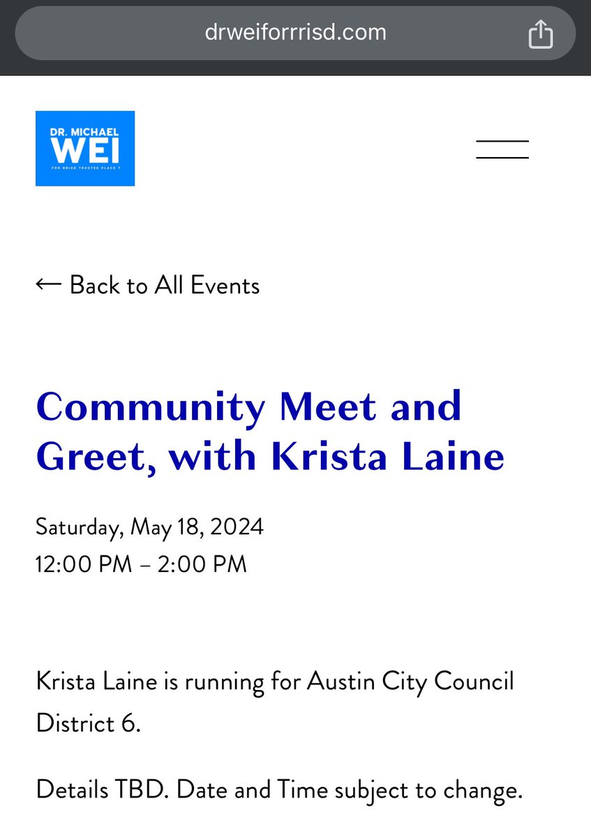 🗓️ SAVE THE DATE, #RRISD1Family‼️🗓️

Here’s an opportunity to ask @kristaforaustin & @DrweiForRRISD why limiting dissent, calling people “racist” & threatening them w/ SLAAP suits is appropriate when asked about conflicts of interest & foreign interference in local elections.