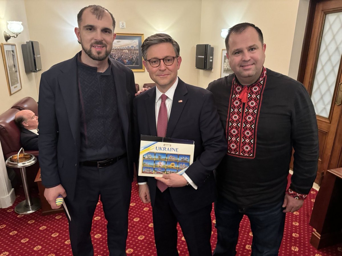 Why did ⁦@SpeakerJohnson⁩ change on Ukraine? He’s a devout Christian who learned about Russia’s persecution of Christians in occupied Ukraine and he felt duty bound to act. Serhiy Haidarzhy, who lost his wife to Russian missiles in Odesa, and Pavlo Unguryan prayed with him.