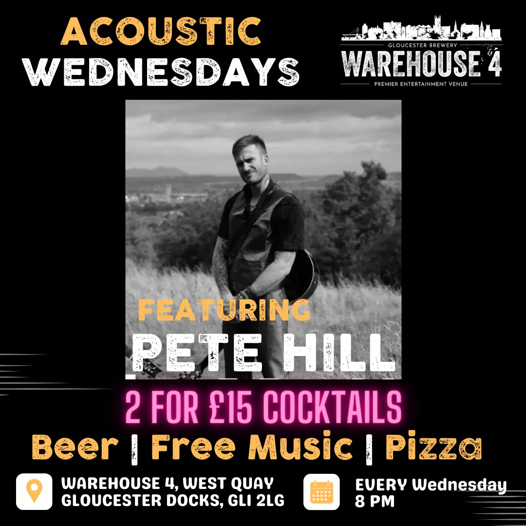 From 8 pm tonight we have Pete Hill playing an acoustic set live in Warehouse 4.  As spring sets in what better way to start the wind down to the weekend as it’s closer to Friday than Monday!
