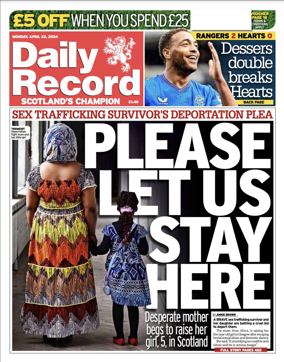 Monday’s Daily RECORD: “Please Let Us Stay Here” #TomorrowsPapersToday