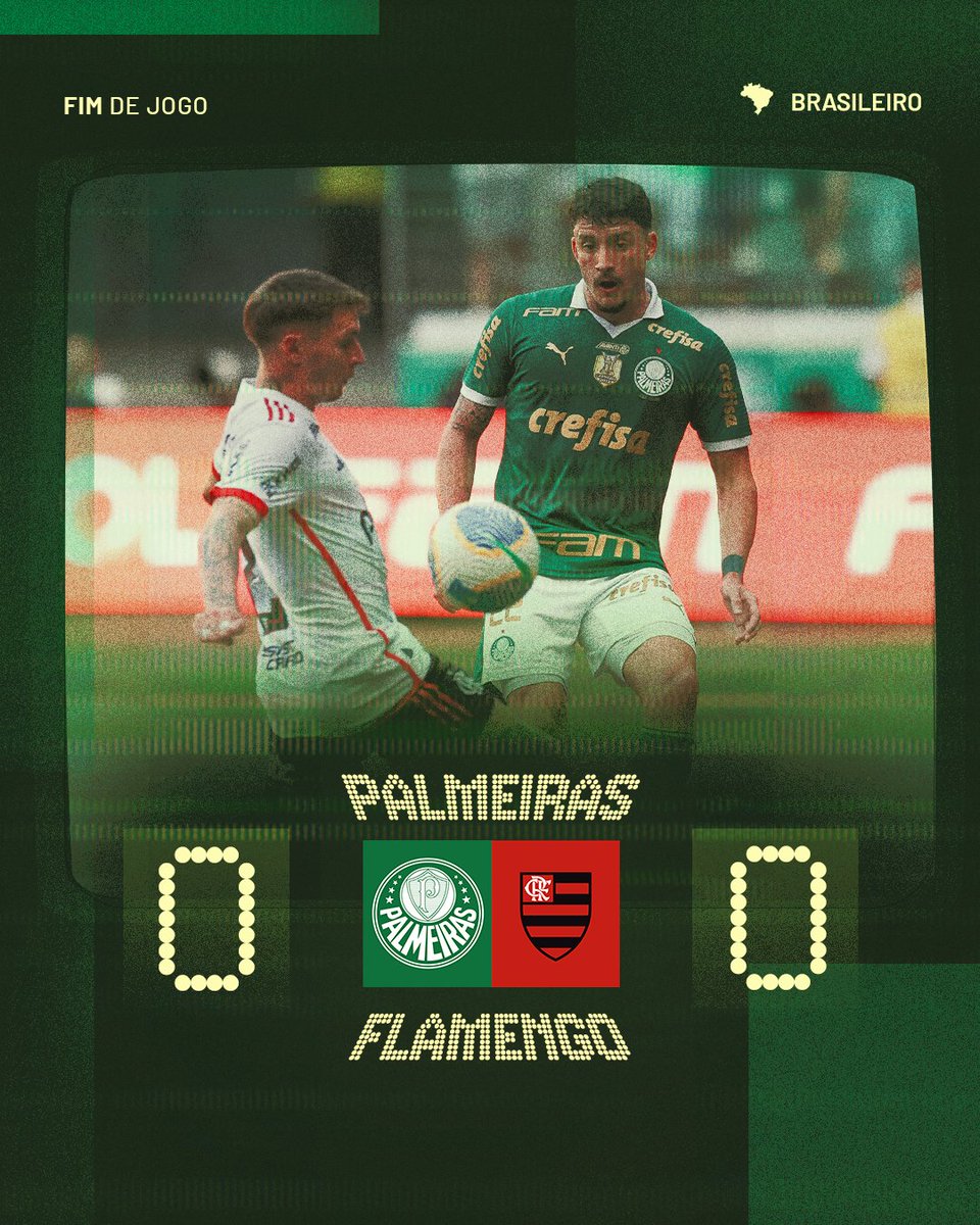 Fim de jogo: Palmeiras 0x0 Flamengo. #AvantiPalestra #PALxFLA #JuntosNoBrasileirão