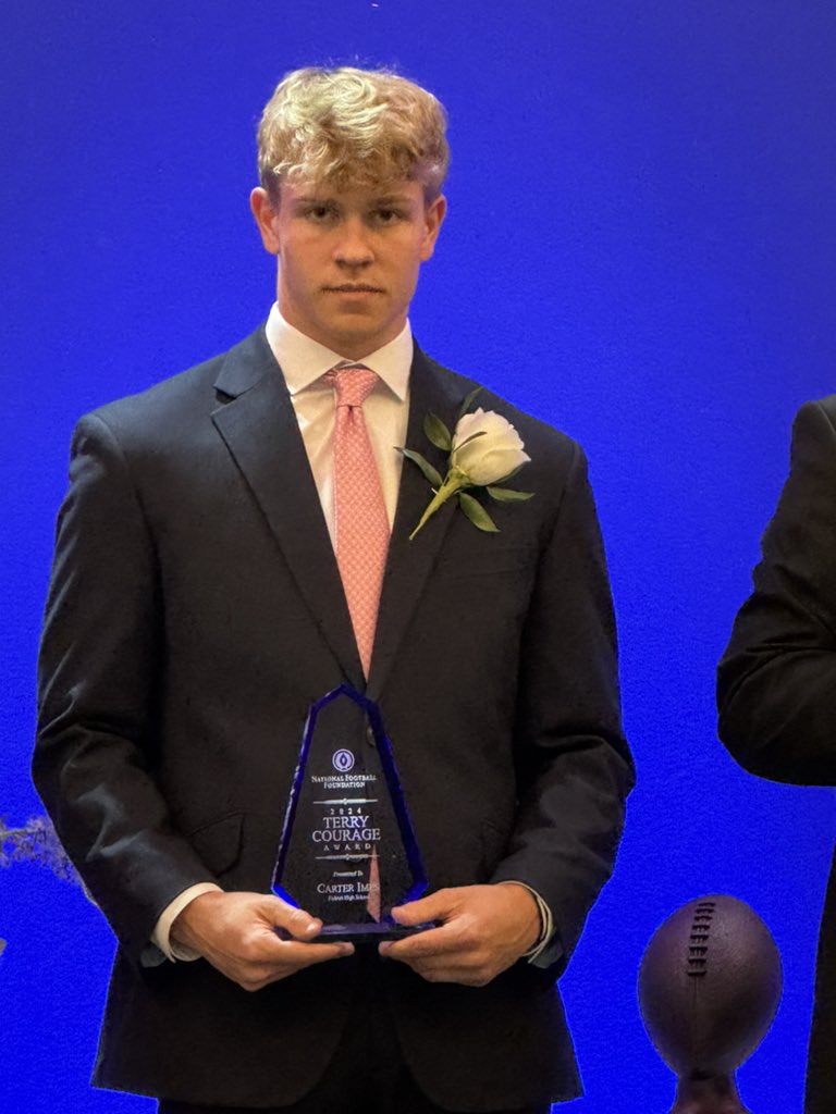 Congratulations to Carter Imes for receiving the Terry Courage Award from the National Football Foundation Central Indiana Chapter. <a href="/UrbanJason/">Jason Urban</a> <a href="/fishersgridiron/">FHS Gridiron Club</a> <a href="/FballTiger/">Fishers Tigers Football</a>
