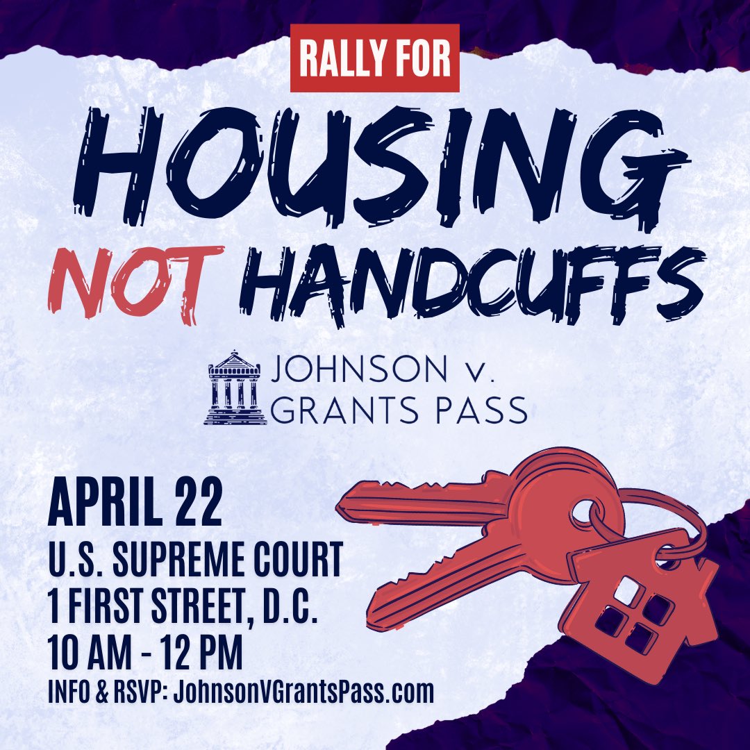 🏴 D.C. comrades: Rally for housing NOT handcuffs!  Show up tomorrow to support our unhoused comrades - Mon, 4/22 10a-12p @ 1 First St (U.S. Supreme Court). No human should be criminalized! 🏴

#WashingtonDC #HousingCrisis #unhoused #Homelessness #solidarity