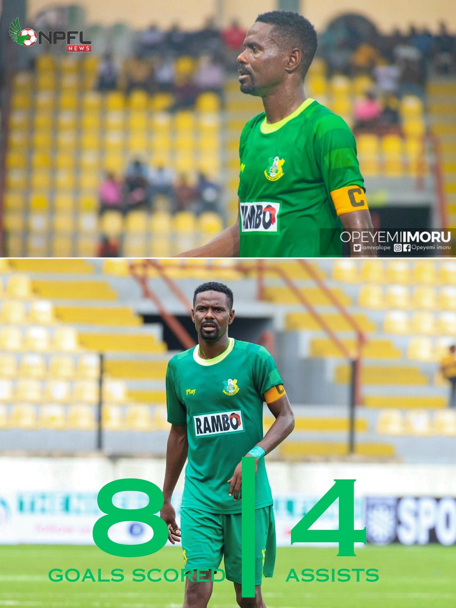 5’ 🅰️ 10’ ⚽️ 45’ ⚽️ 2 goals and an assist for Rabiu Ali in #PILGOM, not a bad day at the office. He takes his tally for the campaign to 8 goals with 12 goal contributions in all. He’s 43 years old and at the top of his game. #NPFL24