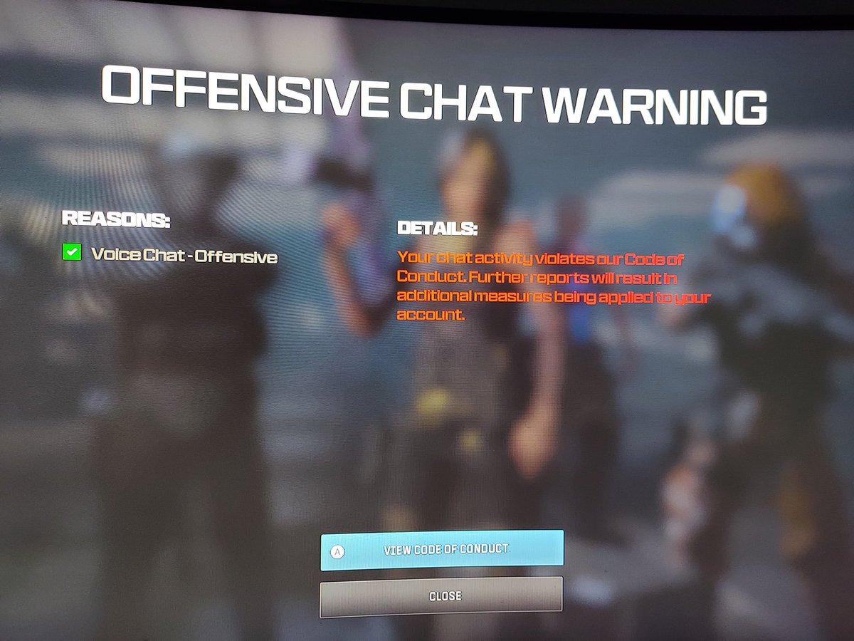 spangle_spang's tweet photo. @Activision @ATVIAssist how can I get a warning for laughing and being friendly. Yet men who are sexiest towards me and my female freinds get no warnings and can get away with things they say. This makes no sense. https://t.co/90nLUujIoB